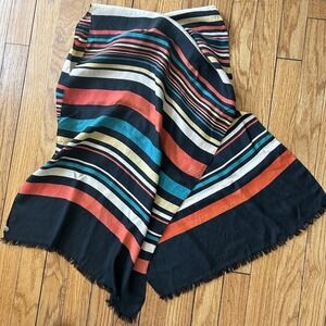 Vintage Itallian Silk Scarf. Seta Pura, Vibrant Geometric Stripe 52x17